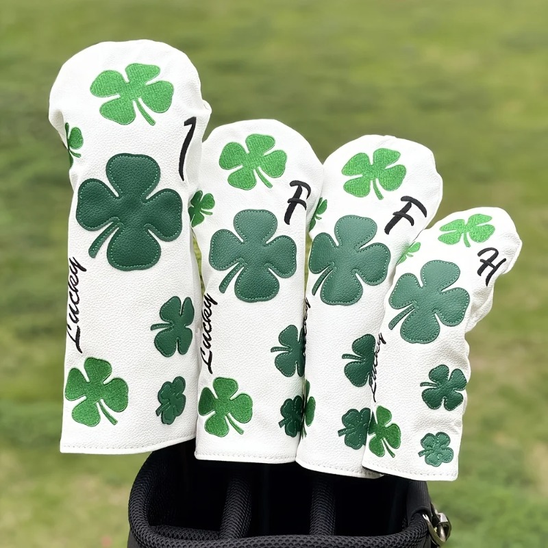 Golf Clubs - Stilvolle Kleeblatt-Golfschlägerhauben – Robustes Weiß mit